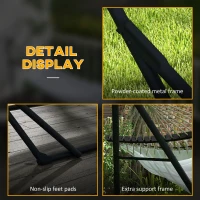 Outsunny Suport Pliabil pentru Hamac cu Geantă de Trasport Inclusă și Hamac, Hamac Portabil cu Cadru Metalic, 263x89x100 cm, Negru și Alb(m-6)