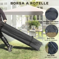 Outsunny Gazebo Pieghevole 3.6x3.6m con Apertura a Bottone, Altezza Regolabile e Borsa con Ruote, Nero(m-6)