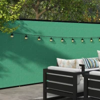 Outsunny Paravan Gard, Paravan cu Rezistență la Vânt, Plasă de Umbrire pentru Grădină cu Ochiuri de Alama, 15x2 m, Verde(m-2)