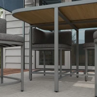 Outsunny 4 Seater Rattan Cube Garden Furniture Set with Cushions, Square Garden Dining Set with Stone Composite Board Top Table, Outdoor Dining Table and Chairs, Grey(m-9)