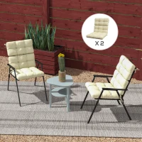 Outsunny 2-Piece Seat Cushion Replacement with Backrest, Garden Patio Chair Cushions Set with Ties, Beige(m-10)