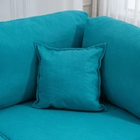 HOMCOM Canapea Secțională Convertibilă, Canapea în Formă de L cu Taburet Otoman Reversibil și Perne, 222x154,5x71 cm, Albastru(m-8)