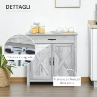 HOMCOM Credenza Cucina Country con Armadietto a 2 Ante e Cassetto, 80x39.7x80cm, Grigio(m-7)