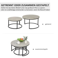 HOMCOM 2-delige set salontafels bijzettafels, industriële stijl, 78,5 cm x 78,5 cm x 46,5 cm, grijs(m-5)