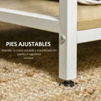 HOMCOM Mesa de Centro Mesa para Salón Moderna con Estante de Almacenamiento y Marco de Acero para Oficina 100x54x45,8cm Natural(m-6)