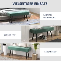 HOMCOM Zitbank Gestoffeerde Bank Bedbank, Fluweeloptiek, 100 x 36 x 45 cm, Groen(m-6)