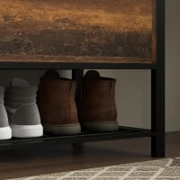 HOMCOM Bancă de Pantofi cu Capac Rabatabil, Banchetă pentru Intrare cu Compartiment Ascuns și Raft Inferior, 100x40x50 cm, Maro Rustic(m-8)