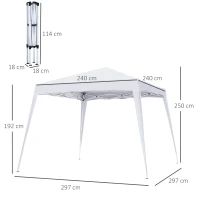 Outsunny 3 x 3m Pop Up Gazebo, Water Resistent, Foldable, w/Carrying Bag-White(m-3)