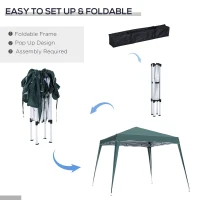 Outsunny Slant Leg Pop Up Gazebo with Carry Bag, Height Adjustable Party Tent Instant Event Shelter for Garden, Patio, ( 3 M × 3 M Base / 2.5 M × 2.5 M Top, Green)(m-4)