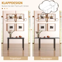 HOMCOM Eetkamertafel, keukentafel, uitschuifbaar, voor 6 personen, 160x70, Donkergrijs(m-5)