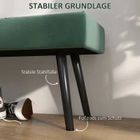 HOMCOM Zitbank Gestoffeerde Bank Bedbank, Fluweeloptiek, 100 x 36 x 45 cm, Groen(m-5)