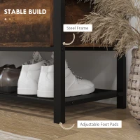 HOMCOM Bancă de Pantofi cu Capac Rabatabil, Banchetă pentru Intrare cu Compartiment Ascuns și Raft Inferior, 100x40x50 cm, Maro Rustic(m-7)