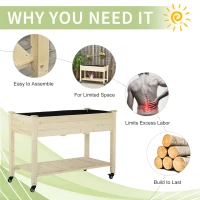 Outsunny Pat pentru Gradina de Legume Inaltat din Lemn cu Roti(m-6)
