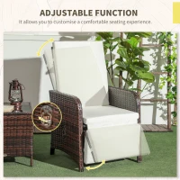 Outsunny 3 Pieces Rattan Bistro Set Balcony Furniture with Cushions, Storage Function - Mixed-Brown(m-4)
