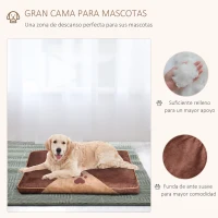 PawHut Cama para Mascotas Colchón de Espuma de Perro Gato con Funda Extraíble y Lavable con Cremallera Parte Inferior Antideslizante 100x70 cm Marrón(m-5)