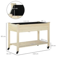 Outsunny Pat pentru Gradina de Legume Inaltat din Lemn cu Roti(m-3)