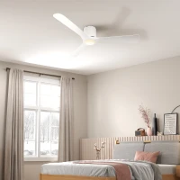 HOMCOM Ventilateur de plafond réversible avec lumière LED 6 vitesses silencieux télécommande diamètre 132 cm blanc(m-2)
