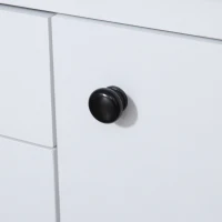 HOMCOM Aparador de Cocina Moderno con Cajones y Botellero Mueble Auxiliar para Comedor Salón 110x35x75 cm Blanco(m-8)