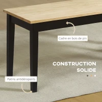 HOMCOM Ensemble Banc et Table à manger design moderne - grand plateau - assise confortable - en bois noir et naturel(m-5)