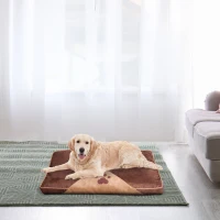 PawHut Cama para Mascotas Colchón de Espuma de Perro Gato con Funda Extraíble y Lavable con Cremallera Parte Inferior Antideslizante 100x70 cm Marrón(m-2)