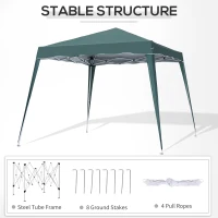 Outsunny Slant Leg Pop Up Gazebo with Carry Bag, Height Adjustable Party Tent Instant Event Shelter for Garden, Patio, ( 3 M × 3 M Base / 2.5 M × 2.5 M Top, Green)(m-6)
