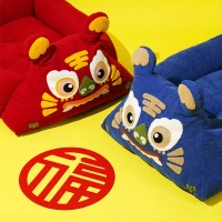 ZEZE Letto per Gatti con Testa di Tigre Rossa, Ampio Spazio e Caldo, Rosso(m-1)