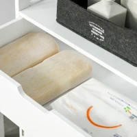 kleankin Armario de Baño con 3 Estantes Cajón y 2 Puertas Mueble de Almacenamiento de Suelo Moderno para Cocina Dormitorio Salón 60x33x122,5 cm Blanco(m-8)