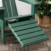 Outsunny Silla Adirondack con Reposapiés Retráctil Reposabrazos y Respaldo Alto para Exterior 78x135x95 cm Verde Oscuro(m-7)