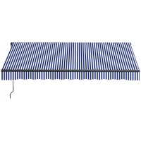 Outsunny Store banne manuel rétractable store pour balcon inclinaison réglable manivelle cadre en aluminium polyester bleu blanc(m-1)