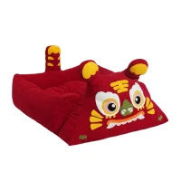 ZEZE Letto per Gatti con Testa di Tigre Rossa, Ampio Spazio e Caldo, Rosso(m-2)