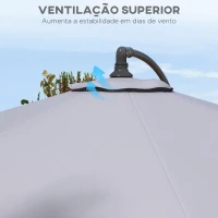 Outsunny Toldo de Substituição para Chapéu de Sol de 3 m com Ventilação Superior para Exterior Jardim Pátio Piscina Cinza(m-6)