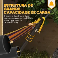 Outsunny Suporte para Cama Rede de Aço com Rodas 2 Ganchos Ajustáveis em 6 Níveis e Bolsa de Transporte 290x120x115 cm Preto(m-4)