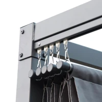 Outsunny 4 x 3(m) Metal Outdoor Pergola with Retractable Roof, Outdoor Gazebo Canopy Shelter with Drainage Holes for Garden, Patio, Lawn, Grey(m-9)