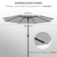 Outsunny Toldo de Substituição para Chapéu de Sol de 3 m com Ventilação Superior para Exterior Jardim Pátio Piscina Branco(m-5)