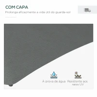 Outsunny Chapéu de Sol Excêntrico de 3 m com Luzes LED com Manivela e Base em Cruz para Exterior Pátio Terraço Cinza Escuro(m-7)