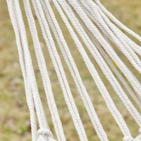 Outsunny Cama de Rede Suspensa 288x150 cm de Algodão com Bolsa de Transporte Capacidade 180 kg para Pátio Terraço Campismo Creme(m-9)