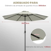 Outsunny Toldo de Substituição para Chapéu de Sol de 3 m com Ventilação Superior para Exterior Jardim Pátio Piscina Creme(m-5)