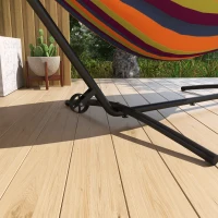 Outsunny Suporte para Cama Rede de Aço com Rodas 2 Ganchos Ajustáveis em 6 Níveis e Bolsa de Transporte 290x120x115 cm Preto(m-7)