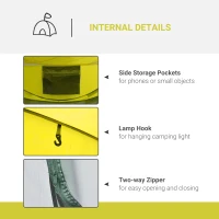 Outsunny 4-5 Person Pop-up Camping Tent Family Tent w/ 2 Mesh Windows & PVC Windows Portable Carry Bag for Outdoor Trip, Yellow(m-5)