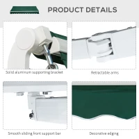 Outsunny 4x2.5m Manual Awning Window Door Sun Weather Shade w/ Handle Green(m-7)