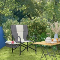 Folding Aluminium Camping Chair, with Cooler Bag Table - Grey(m-2)