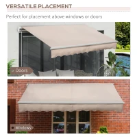 Outsunny Awning Canopy Manual Retractable Porch Sun Shade Shelter 3 x 2m Beige(m-5)