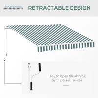 Outsunny Retractable Awning, 2.5x2 m-Dark Green/White(m-5)