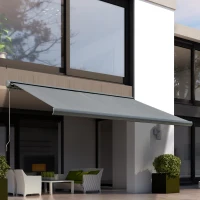Outsunny Cassette Electric Manual Awning Door Window Retractable Canopy w/ R/C & LED 300W x 0-250D cm(m-9)