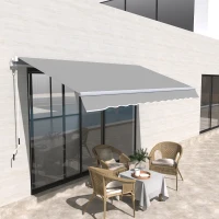 Outsunny Awning Canopy Manual Retractable Porch Sun Shade Shelter 3 x 2m Light Grey(m-10)