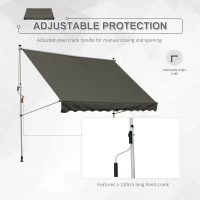 Outsunny 3x1.5m  Adjustable Outdoor Aluminium Frame Awning Grey(m-5)