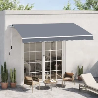Outsunny Manual Retractable Awning, size (4m x3m)-Grey(m-2)