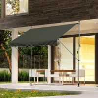 Outsunny 3x1.5m  Adjustable Outdoor Aluminium Frame Awning Grey(m-10)