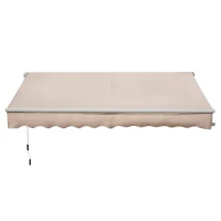 Outsunny 4x2.5m Manual Awning Window Door Sun Weather Shade w/ Handle Beige(m-11)