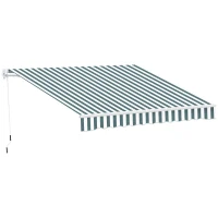 Outsunny Retractable Awning, 2.5x2 m-Dark Green/White(m-1)